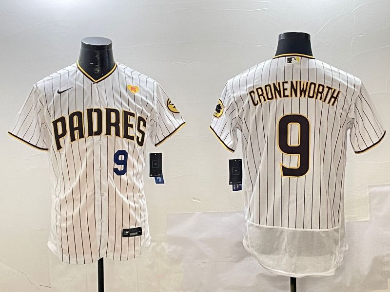 Men San Diego Padres #9 Cronenworth White Stripe Elite 2025 Nike MLB Jersey style 8